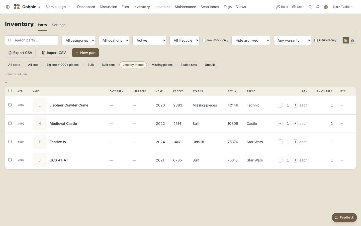 The collection grouped by theme, a saved view