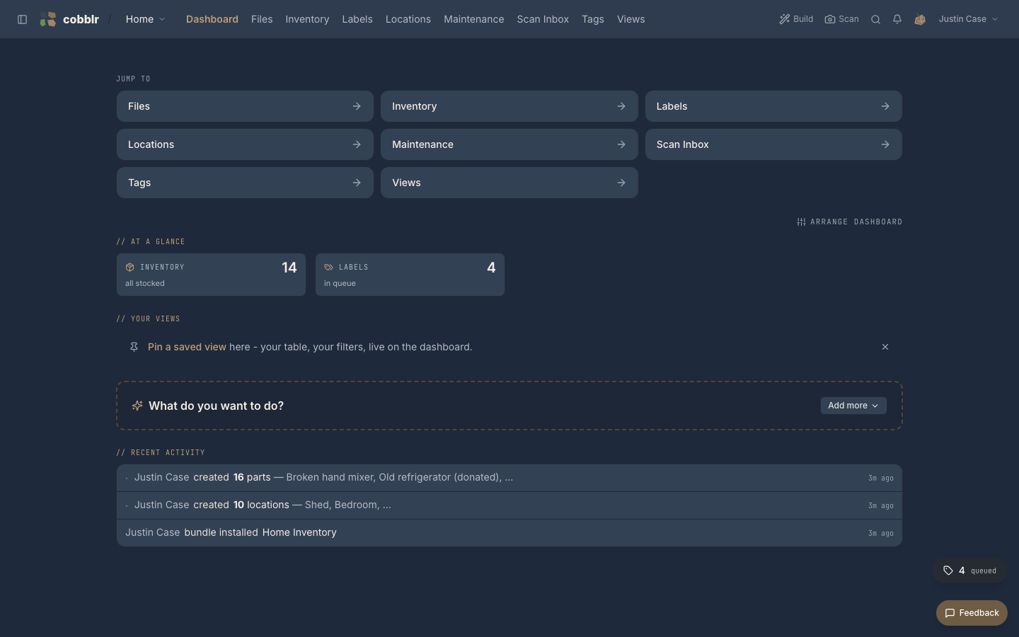 A workspace dashboard