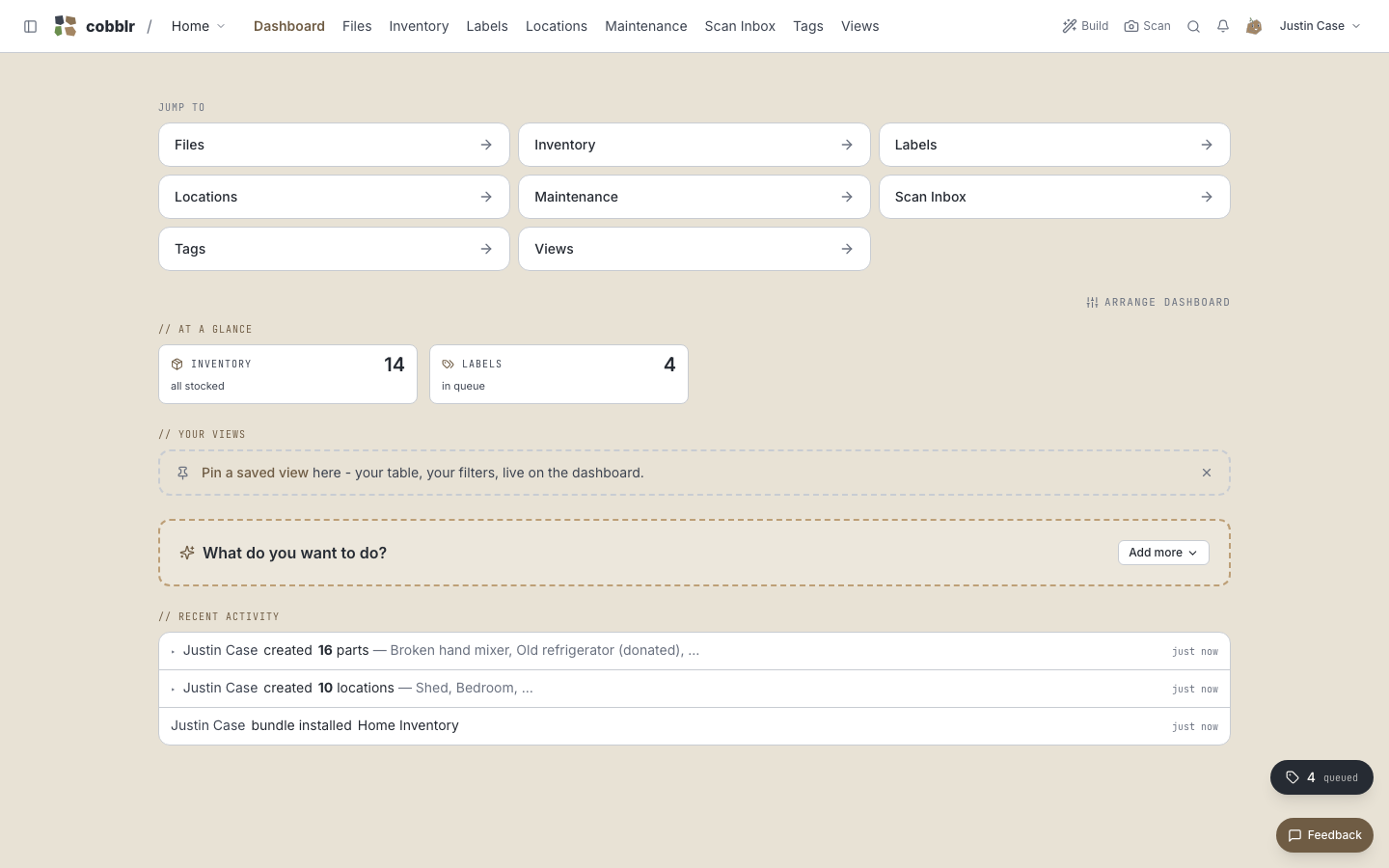 A workspace dashboard